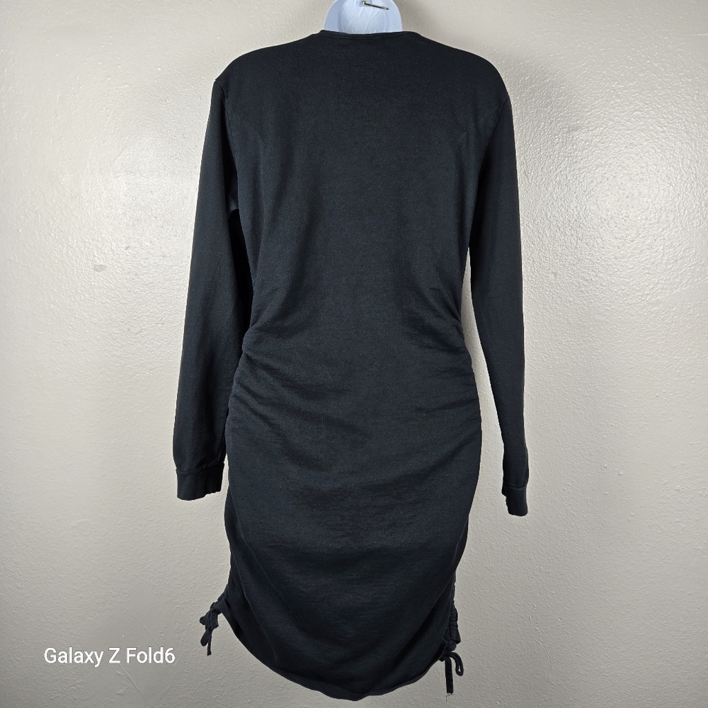 Nasty Gal Black Long Sleeve Ruched Side Bodycon Sweatshirt Dress Size 4 Cotton - Picture 2 of 8